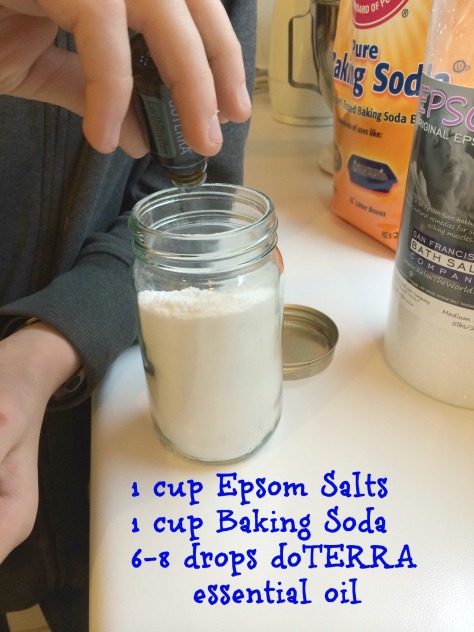 Adding essential oils to bath salts